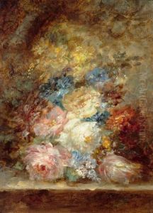 Floral Still Life. by Narcisse-Virgile D Az De La Pena