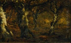 In The Forest/a Barbizon Scene by Narcisse-Virgile D Az De La Pena