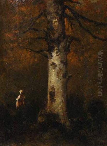Femme Pres D'un Chene En Foret De Barbizon - view 1