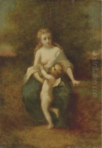 Mother And Child by Narcisse-Virgile D Az De La Pena