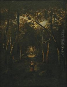 Wood Gatherer On A Forrest Path by Narcisse-Virgile D Az De La Pena