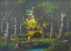 Forest At Fontainebleau by Narcisse-Virgile D Az De La Pena