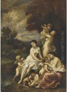 Nymphs And Putti In A Wood by Narcisse-Virgile D Az De La Pena