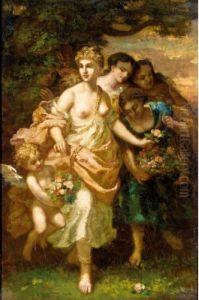 Diane De Retour D'une Cueillette De Fleurs by Narcisse-Virgile D Az De La Pena