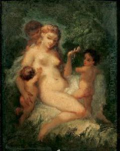 Femme Et Enfants by Narcisse-Virgile D Az De La Pena