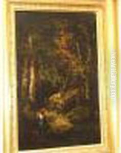De La Pena " Paysanne Portant Un Panier " Hst Sbg 44,5 X 28 Cm. " De La Pena " Paysanne Portant Un Panier " Hst Sbg 44,5 X 28 Cm. "