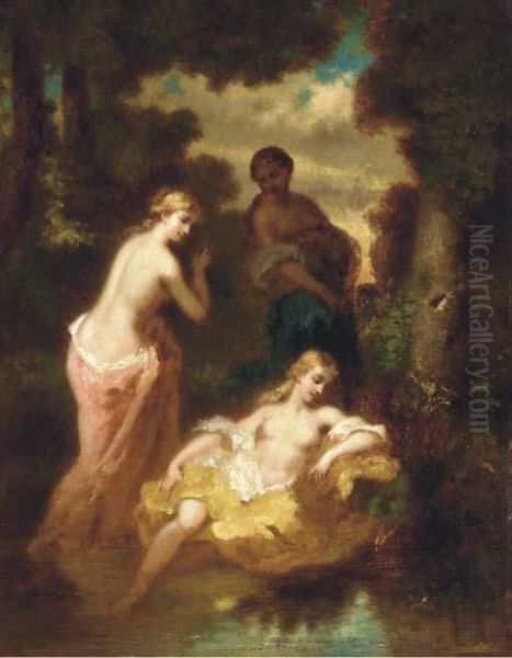 Bathers At A Woodland Pool - view 1