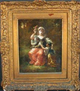 Mother And Child In The Forest by Narcisse-Virgile D Az De La Pena