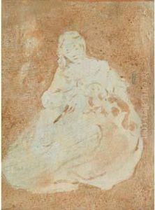La Jeune Femme Au Chien by Narcisse-Virgile D Az De La Pena