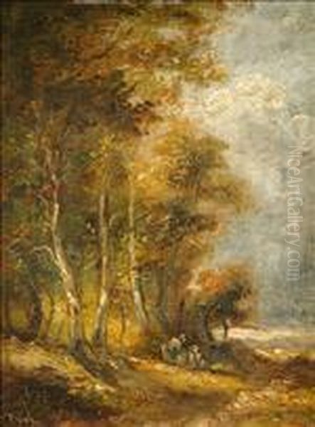 Manner Of Narcisse Virgile Diaz De La Pena, Figures Paused In A Forest Clearing - view 1