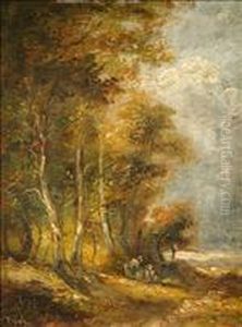 Manner Of Narcisse Virgile Diaz De La Pena, Figures Paused In A Forest Clearing