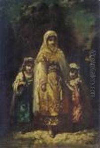 A Young Family by Narcisse-Virgile D Az De La Pena