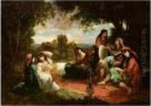 A Gathering In The Woods by Narcisse-Virgile D Az De La Pena