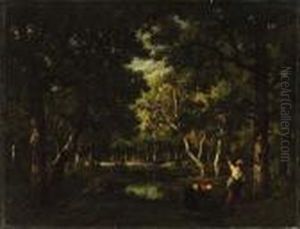 Figures In The Wood by Narcisse-Virgile D Az De La Pena