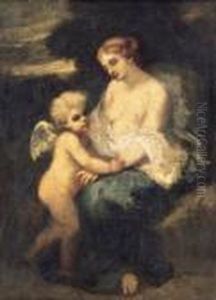 Venus And Cupid by Narcisse-Virgile D Az De La Pena