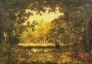 A Figure In A Forest Clearing