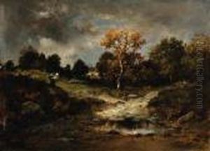 A Clearing In A Wooded Landscape by Narcisse-Virgile D Az De La Pena