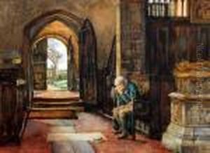 Memories - An Old Man Seated In A Church by Herbert Thomas Dicksee