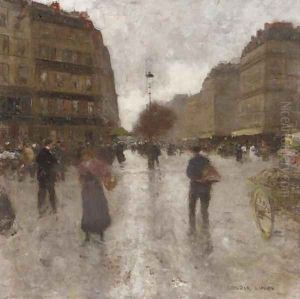 A Parisian Street Scene by Luigi Loir