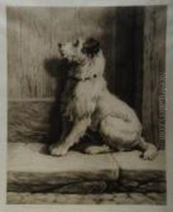 Rough Haired Jack Russell,seated by Herbert Thomas Dicksee