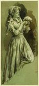 Girl With Posy by Herbert Thomas Dicksee