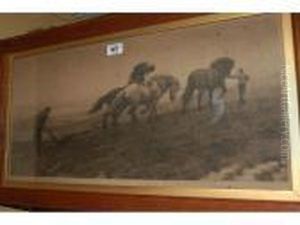 A Ploughing Scene by Herbert Thomas Dicksee