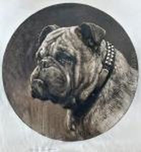 Head Of A Bulldog by Herbert Thomas Dicksee
