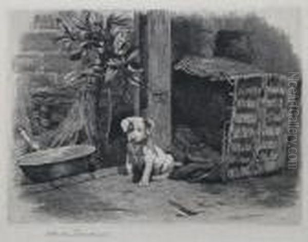 A Troublesome Pup 'herbert Dicksee' In Pencil - view 1