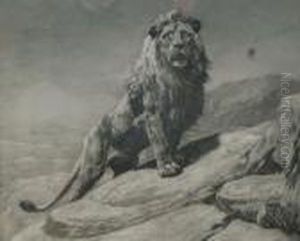 Lion On A Rocky Outcrop by Herbert Thomas Dicksee