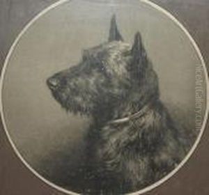 The Head Of A Highland Terrier by Herbert Thomas Dicksee