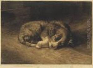 A Sleeping Puppy by Herbert Thomas Dicksee