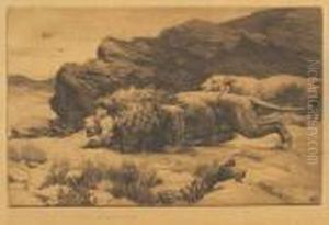Stalking Lions by Herbert Thomas Dicksee