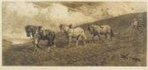 A Plough Team In The Late Afternoon by Herbert Thomas Dicksee