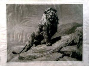 A Lion Perched Upon A Rock by Herbert Thomas Dicksee