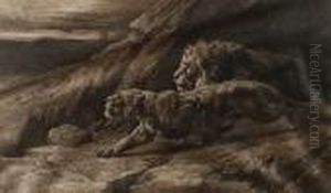 Lion And Lioness by Herbert Thomas Dicksee