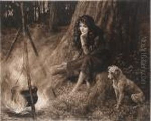 Girl With A Dog In A Woodland Girl With A Dog In A Woodland