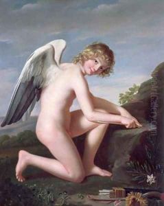 Cupid sharpening his arrows by Robert-Jacques-Francois-Faust Lefevre
