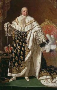 Portrait of Louis XVIII 1755-1824 in coronation robes by Robert-Jacques-Francois-Faust Lefevre