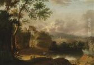 A Mountain Landscape With A Streamlet And Figures
