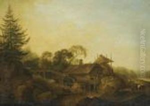 Landscape With Mills At The Edge Of A Wood by Christian Wilhelm Ernst Dietrich