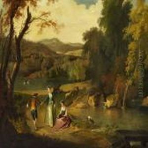 Arcadian Landscape With Dancing Couple