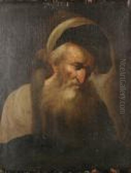 Portrait Of A Bearded Elderly
Man,bust-length, In A Black Coat And A Grey Fur Trimmed Mantel - view 1