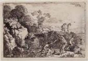 Badende Frauen In Landschaft by Christian Wilhelm Ernst Dietrich