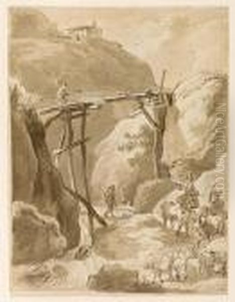 Peasants With Cattle By A Creek. - view 1