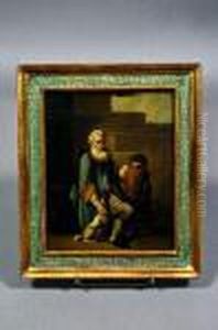 Vieil Homme Barbu Assis Avec Son Chien by Christian Wilhelm Ernst Dietrich