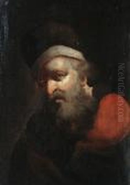 Head Of An Elderly Bearded Man Bust-length, In A Red Fur-trimmed Coat - view 1