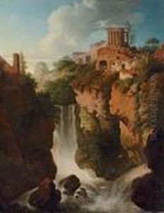 The Waterfall At Tivoli by Christian Wilhelm Ernst Dietrich