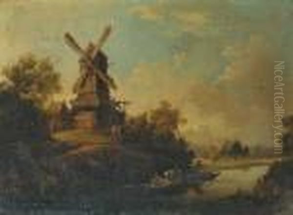 Flusslandschaft Mit Windmuhle. - view 1