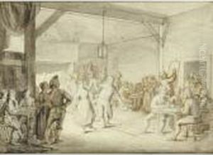 Recto : An Inn With People
Making Music And Dancing, Verso : A Sketch Of A Woman With Two Children
In An Interior by Christian Wilhelm Ernst Dietrich