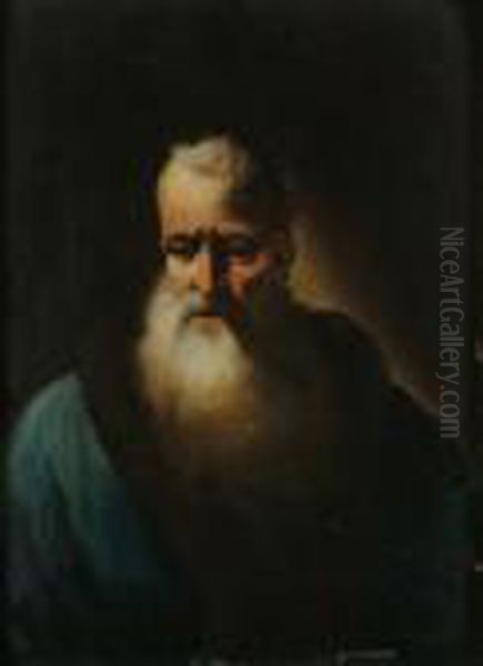 Portrait Of A Bearded Man Bust-length, In A Blue Fur-trimmed Coat - view 1